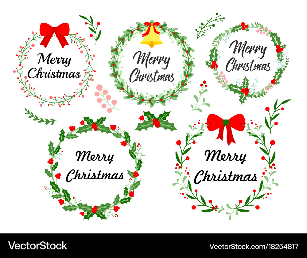 Festive Christmas Wreath Set Vector Image