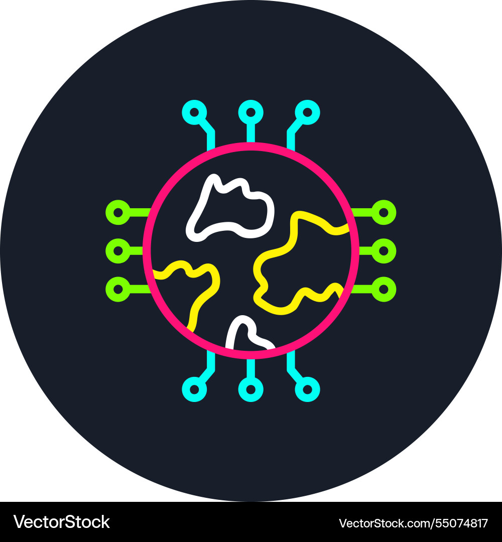 Global network line multi color icon Vector Image