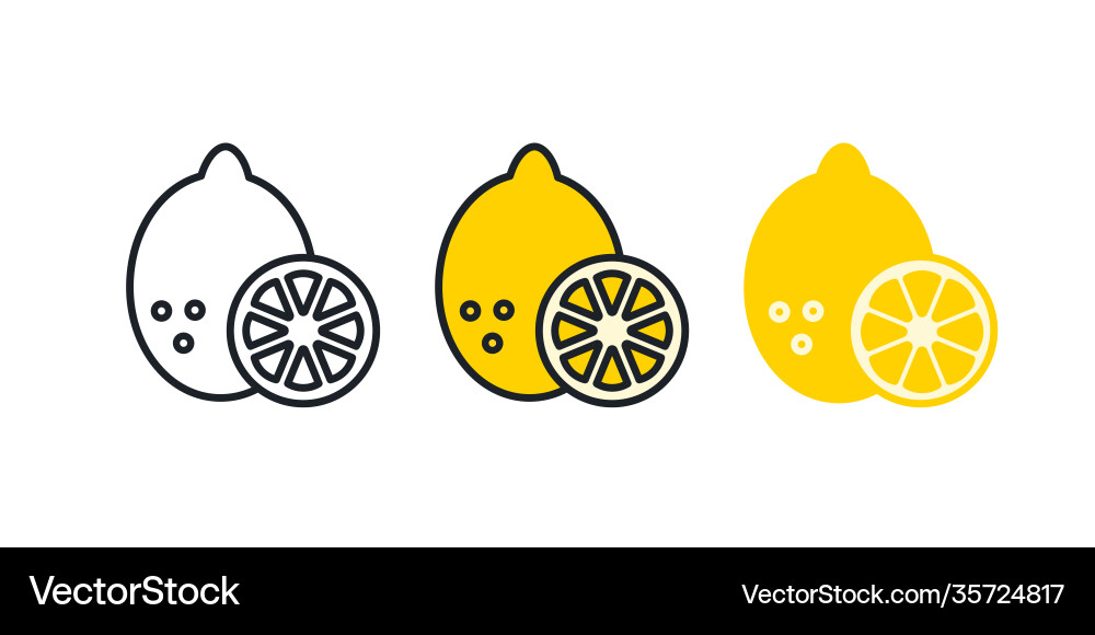 Lemon icon linear color contour shape Lemon icon linear color contour shape vector image