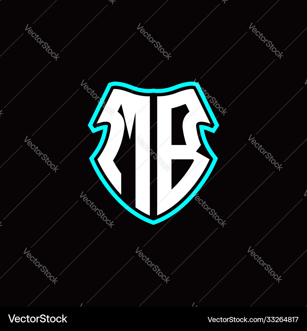 Mb initial logo design with a shield shape vector image