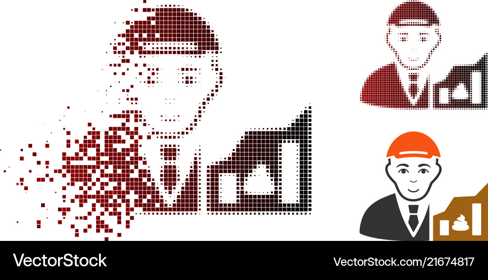 Moving dot halftone shitcoin trader icon with face Vector Image