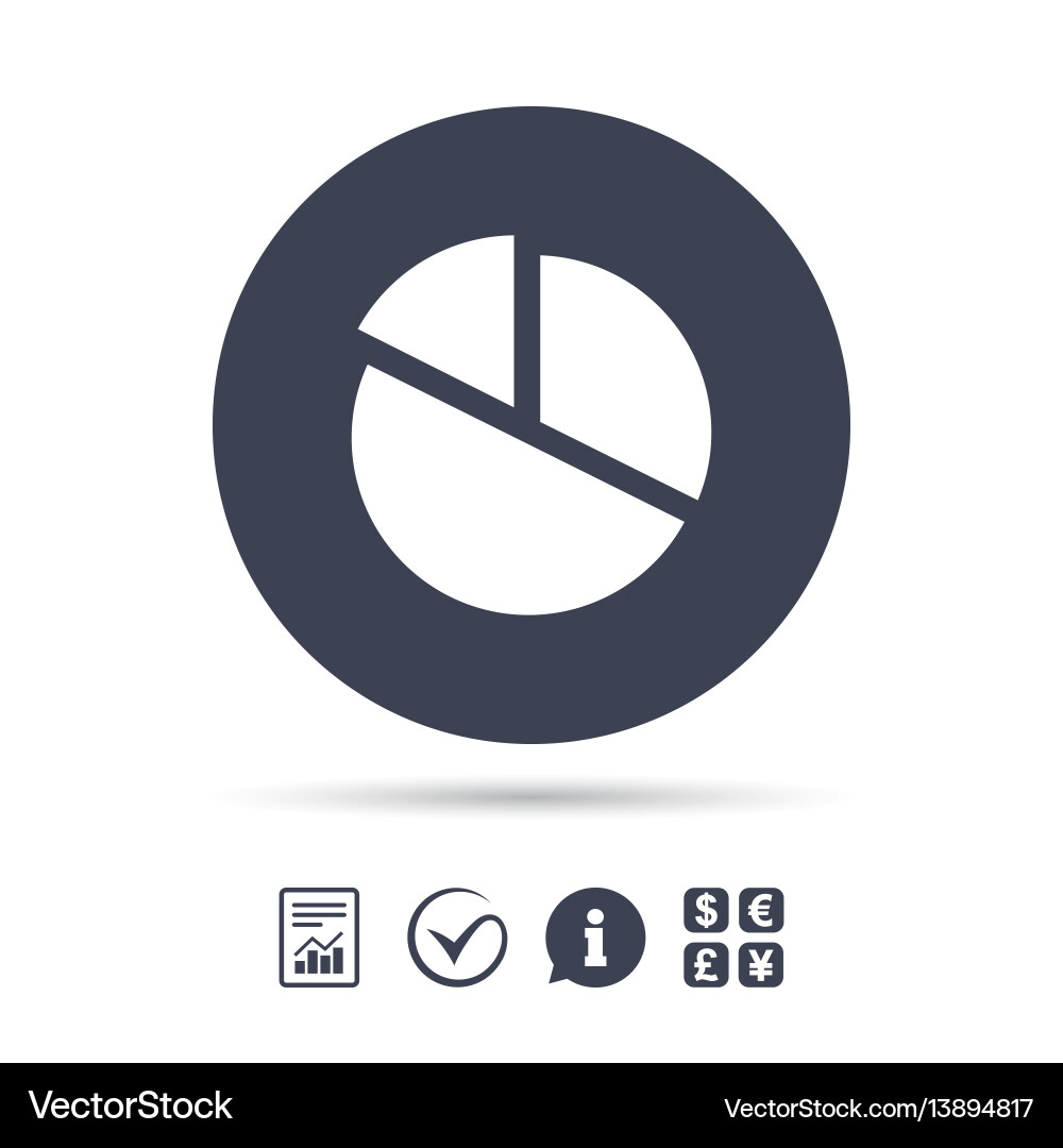 Pie chart graph sign icon diagram button Vector Image