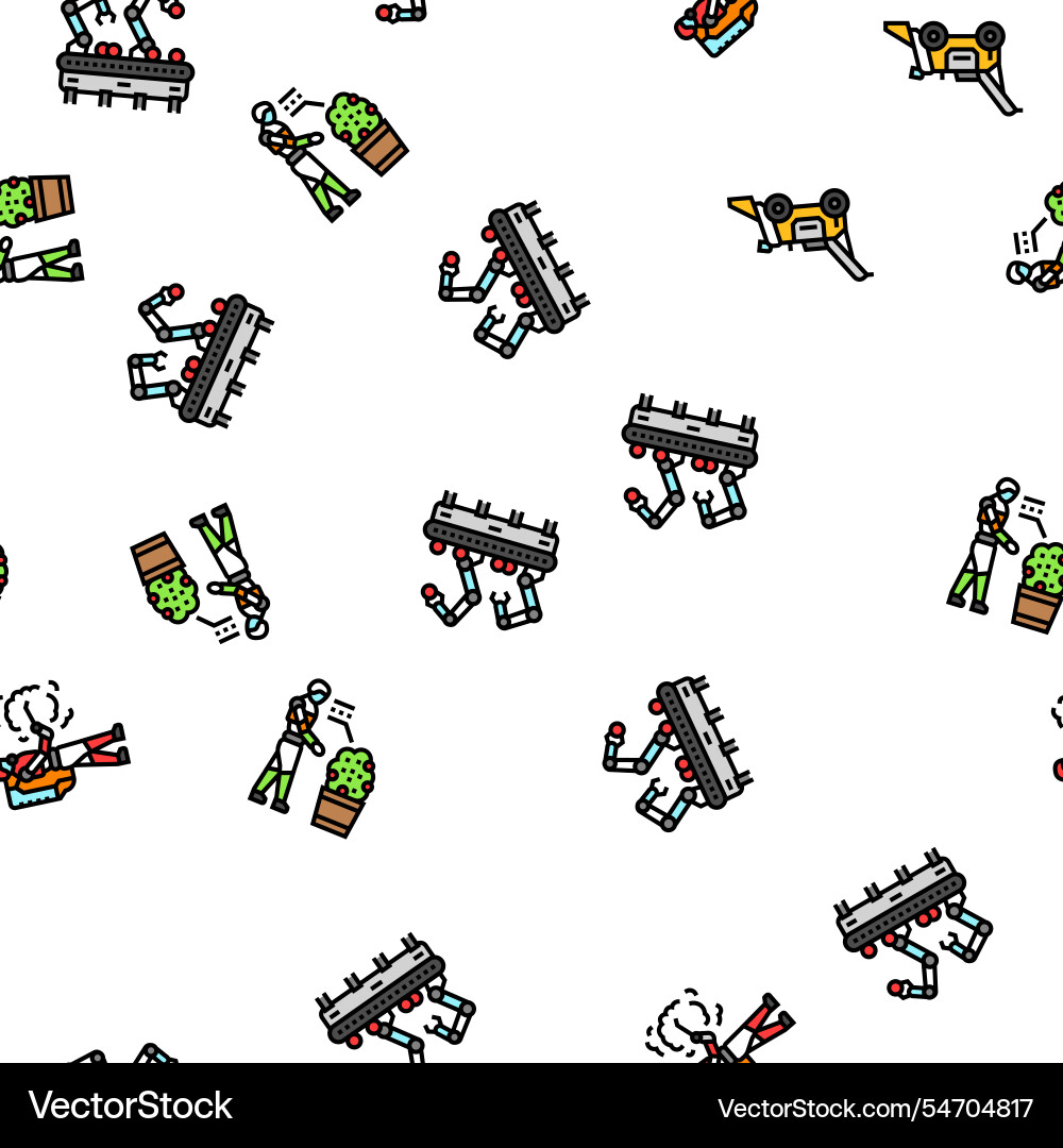 Robot harvests automation seamless pattern Robot harvests automation seamless pattern vector image