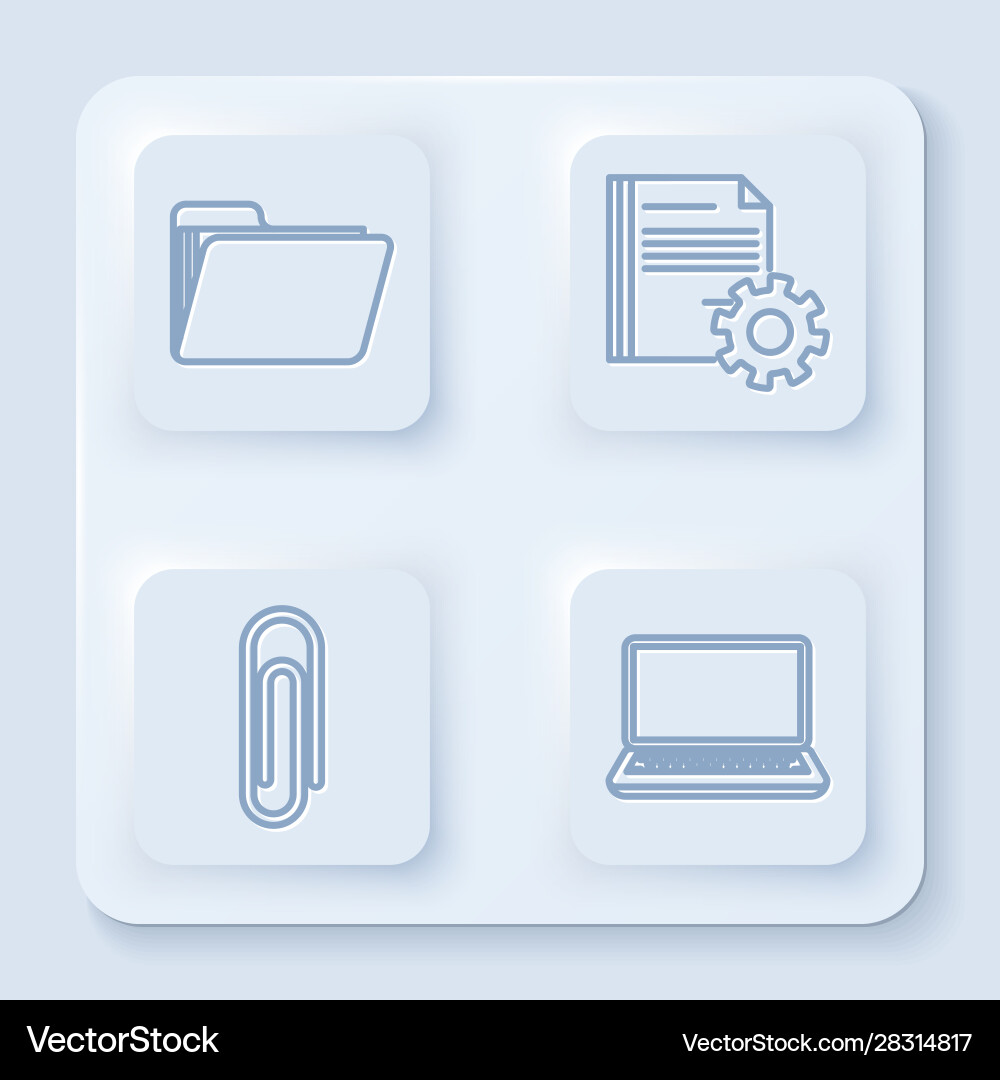 Set line document folder settings vector image