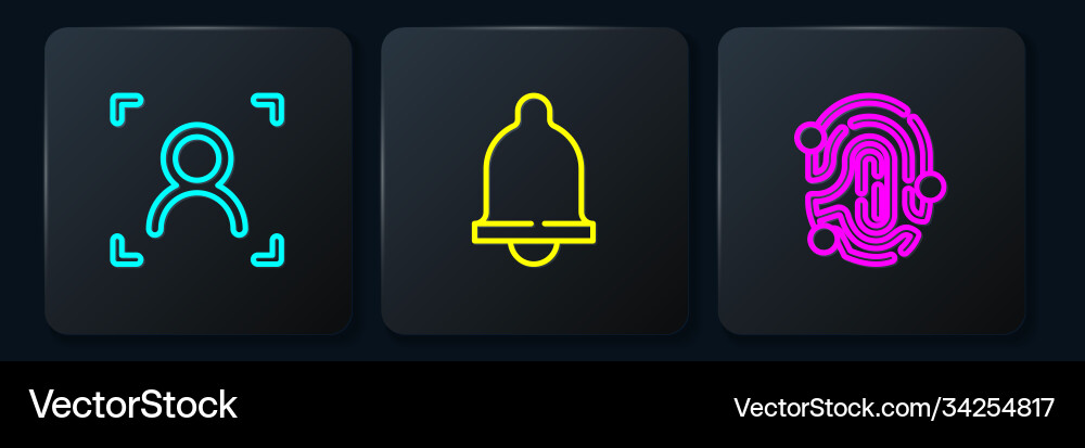 Set line face recognition fingerprint and motion Set line face recognition fingerprint and motion Vector Image