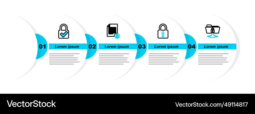 Set line ftp folder and lock document Set line ftp folder and lock document vector image