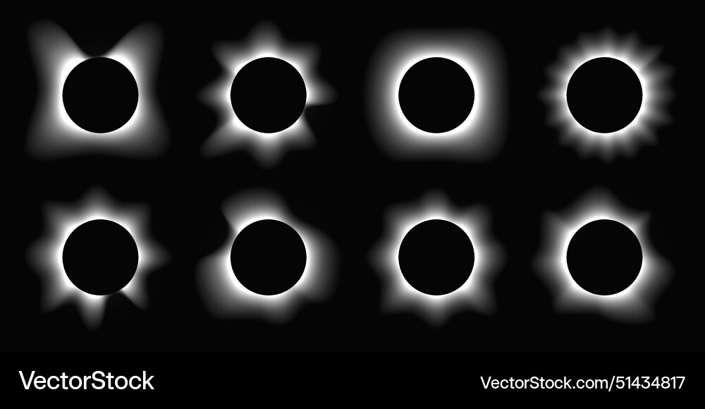 Set of circle illuminate light frames Set of circle illuminate light frames vector image