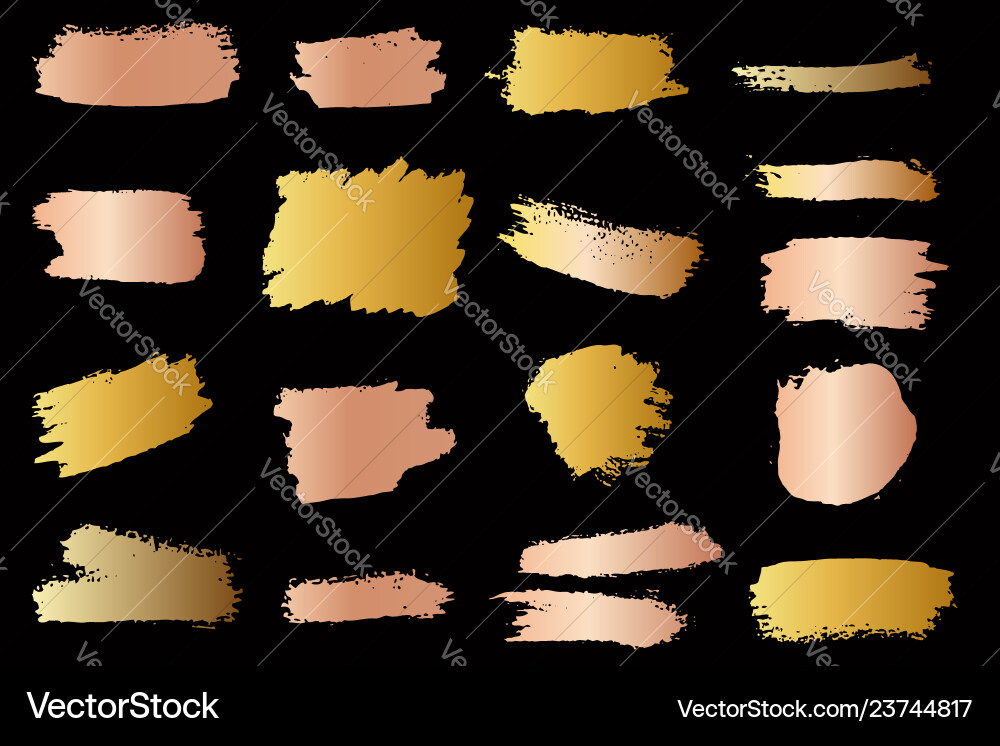 Set of golden style brush strokes design element Set of golden style brush strokes design element vector image