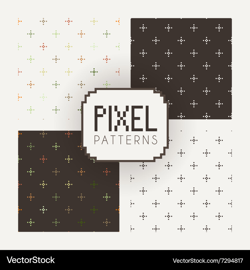 Set of seamless patterns pixel elements Vector Image