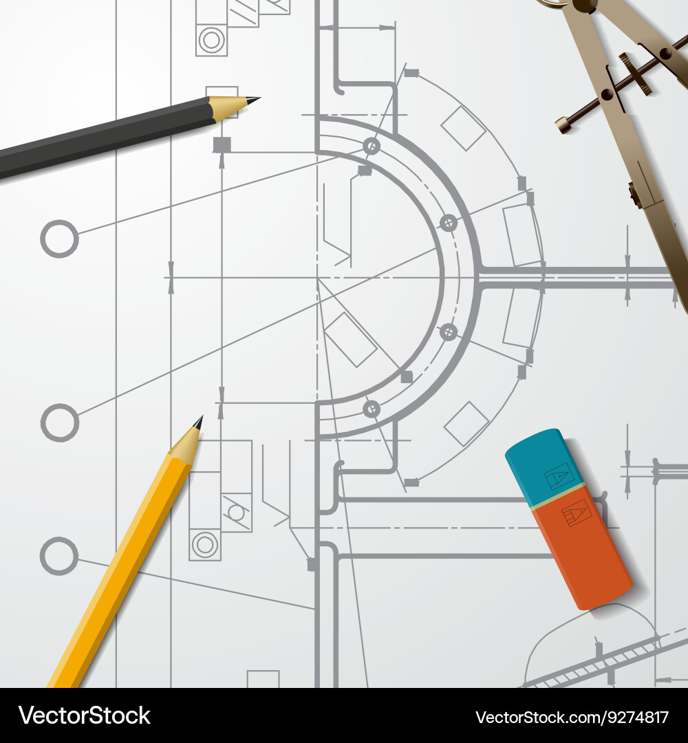 Technical blueprint of mechanism Vector Image