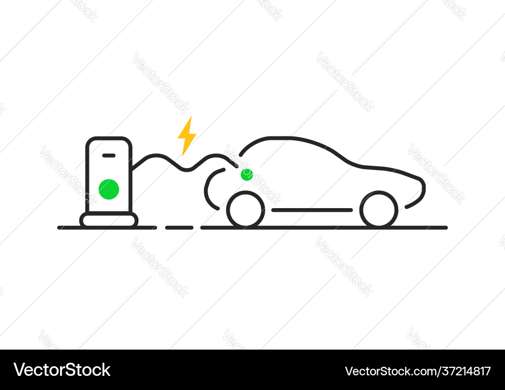 Thin line e-car like fast charging vector image