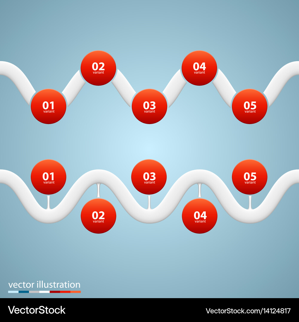 Wave infographic elements with numbers Vector Image