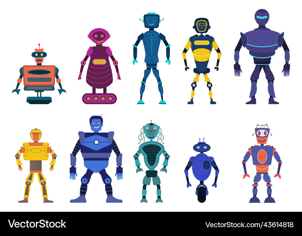 A robot characters transformer toys set technology A robot characters transformer toys set technology vector image