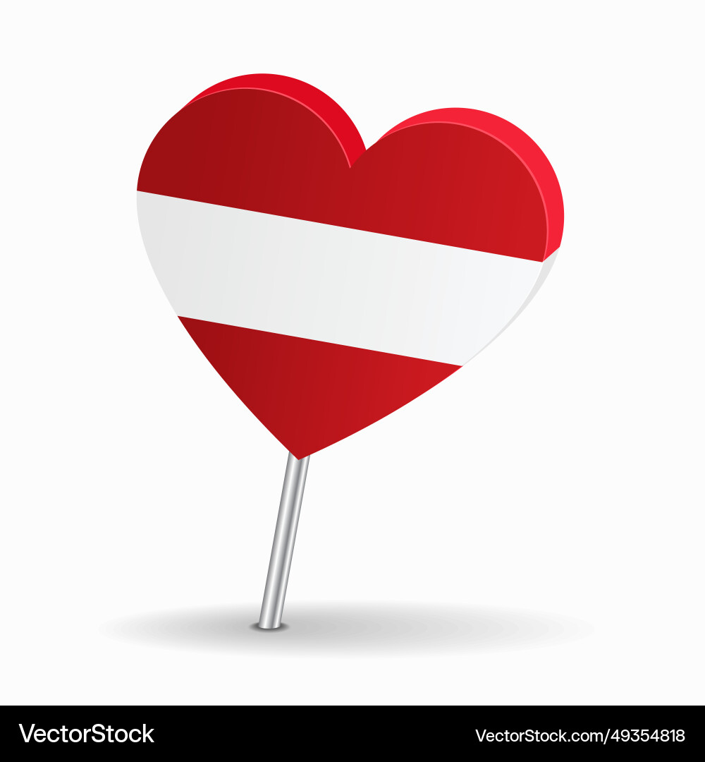 Austrian flag heart-shaped map pointer layout vector image