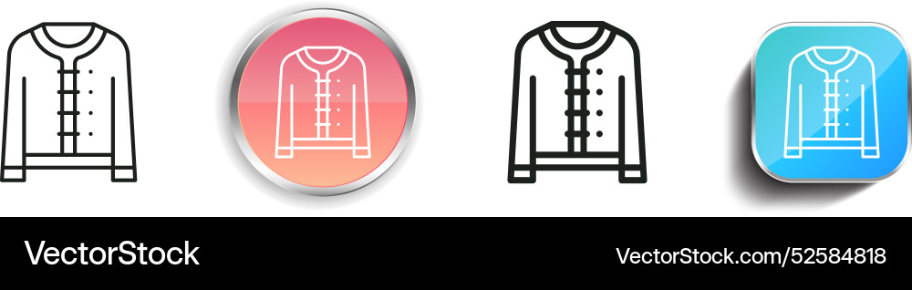 Cardigan icon thin linear regular and button Cardigan icon thin linear regular and button vector image