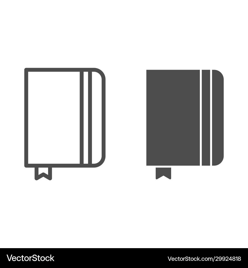 Copybook line and solid icon notepad with elastic Vector Image