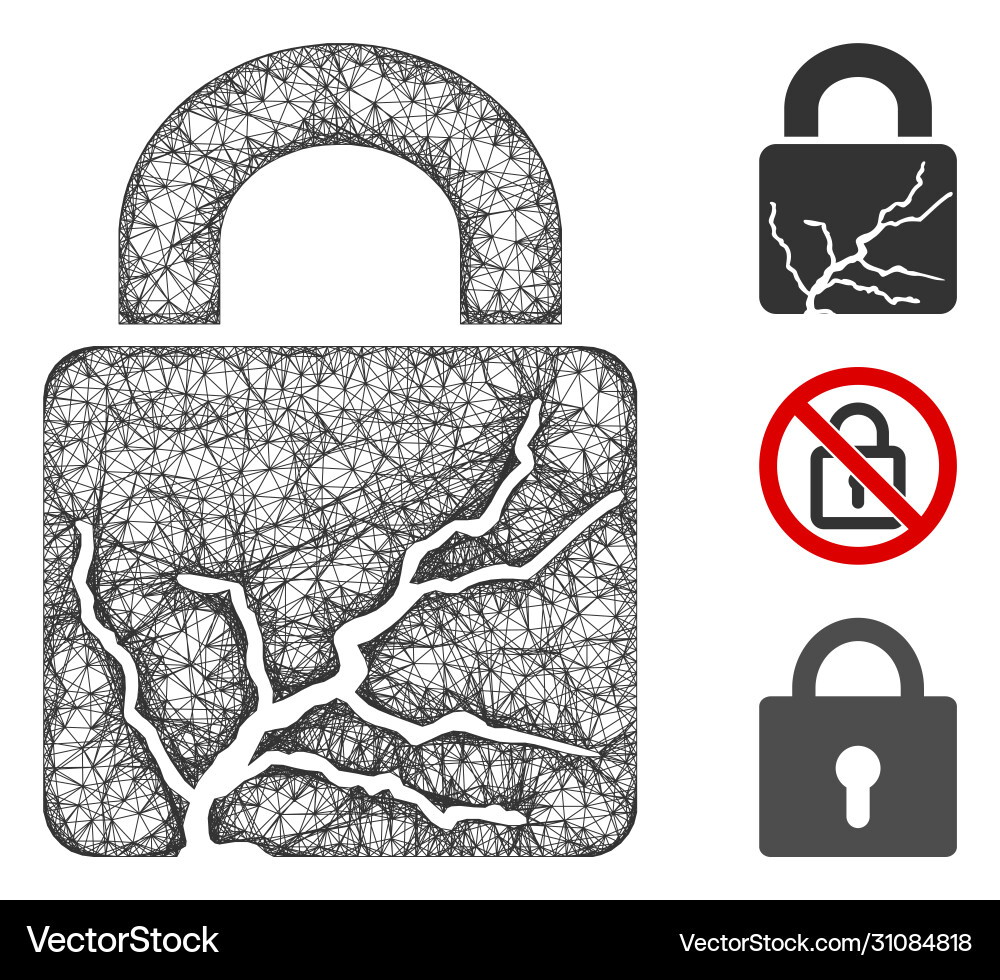 Corrupted lock polygonal web mesh Vector Image