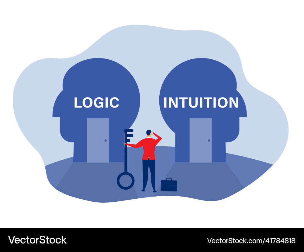 Decide direction between intuition or logic vector image