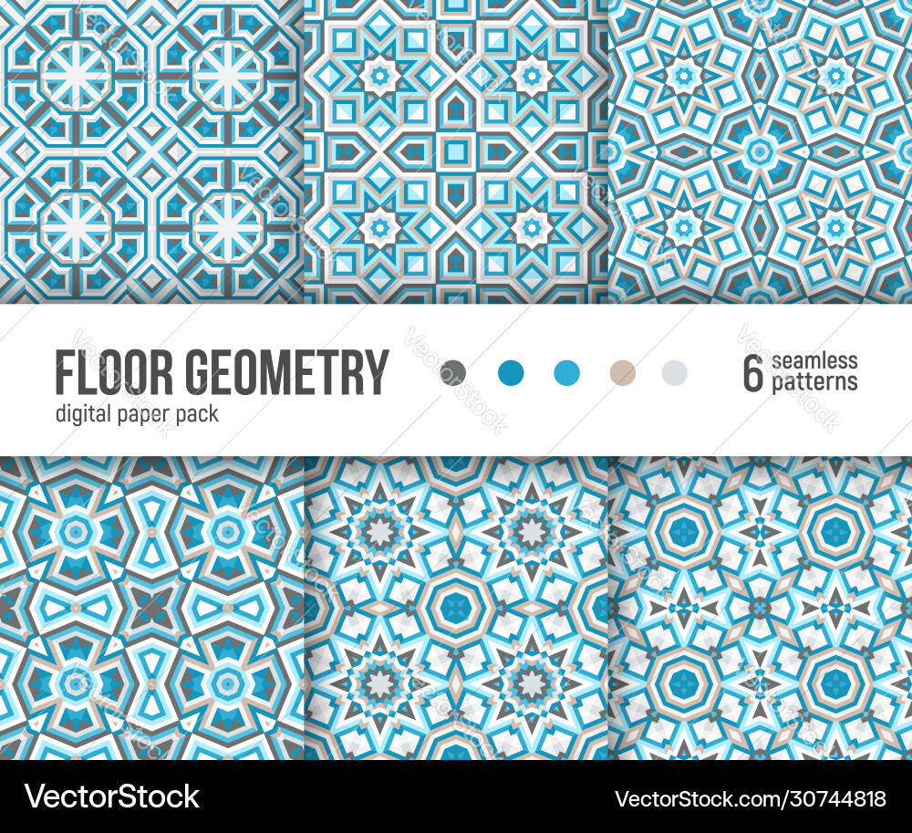 Digital paper pack 6 abstract patterns vector image