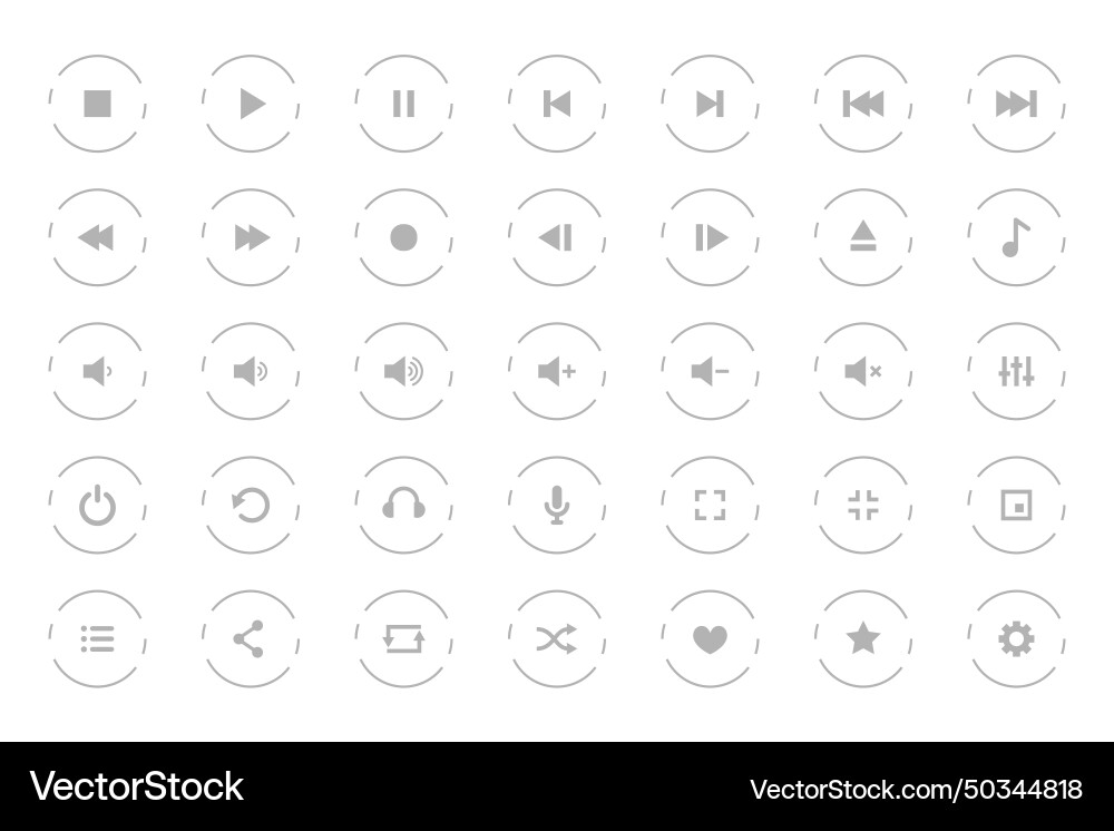 Flat style audio player button sign in collection Vector Image