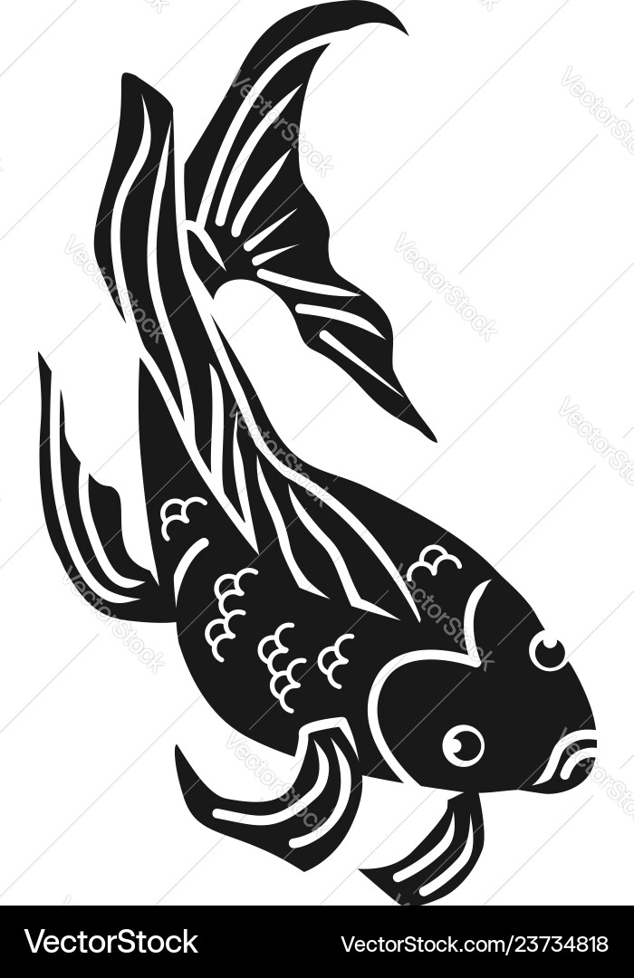 Goldfish top view icon simple style Goldfish top view icon simple style vector image