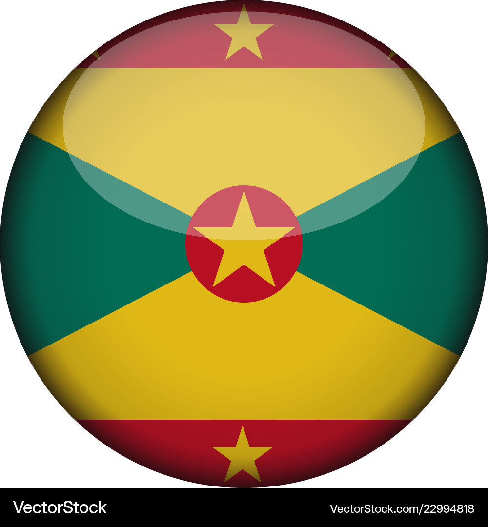 Grenada flag in glossy round button of icon vector image