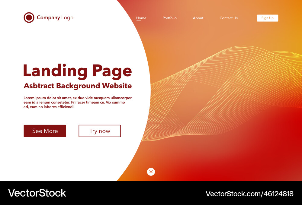 Landing page abstract wave background website Vector Image