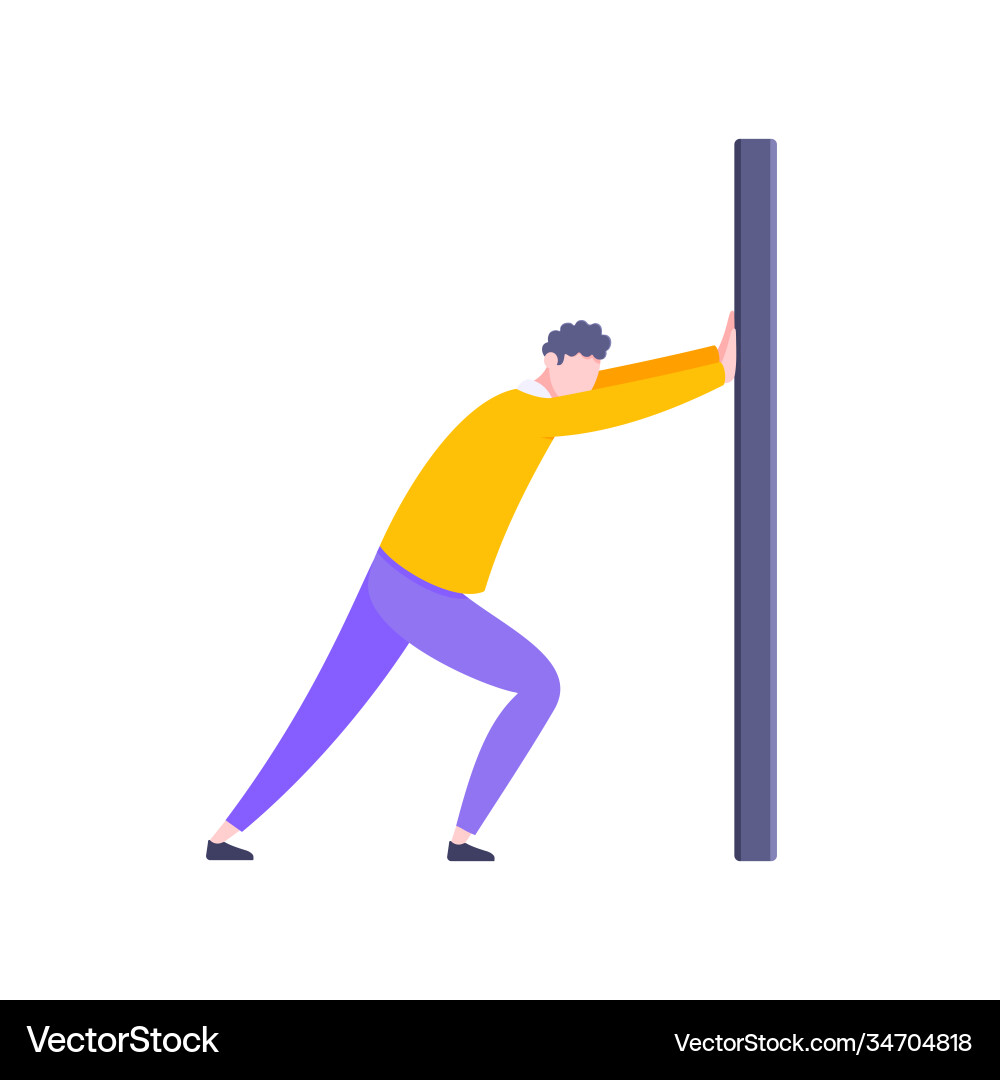 Man Pushing Wall - Problem Solving vector image