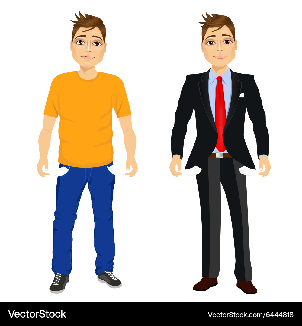 Man showing empty pockets vector image