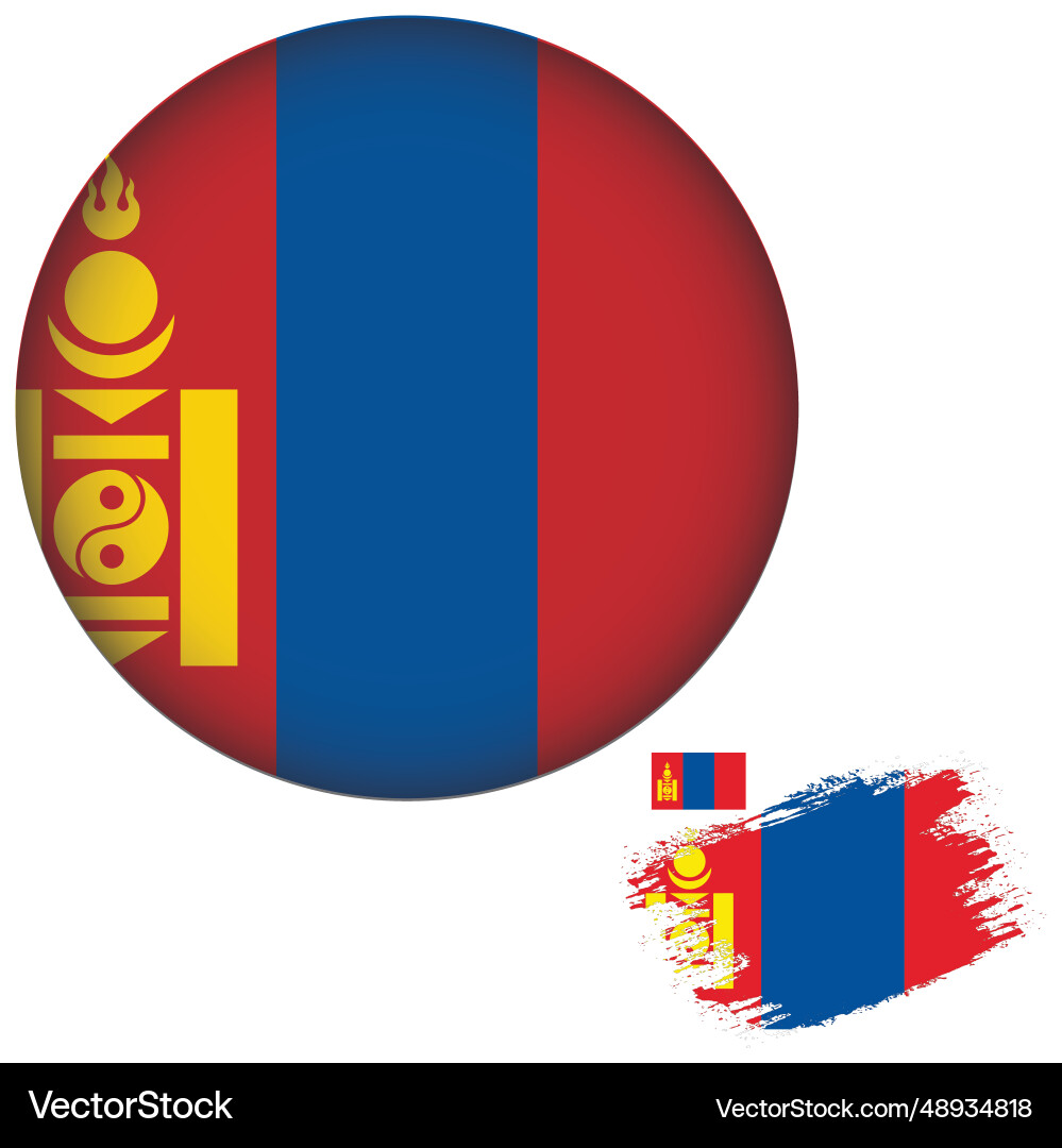 Mongolia flag round shape Vector Image
