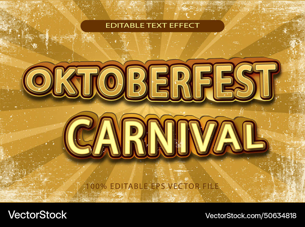 Oktoberfest carnival editable text effect 3d Vector Image