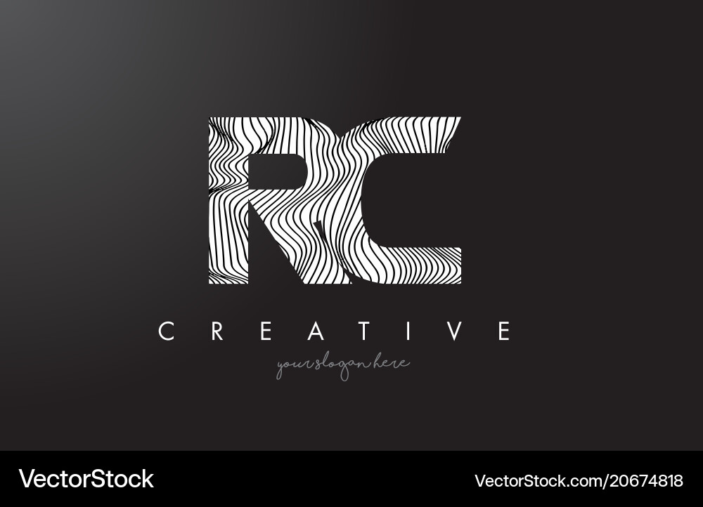 Rc r c letter logo with zebra lines texture Vector Image