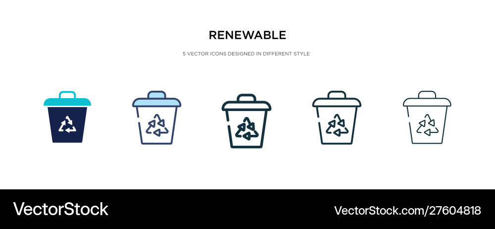 Renewable icon in different style two colored Renewable icon in different style two colored vector image