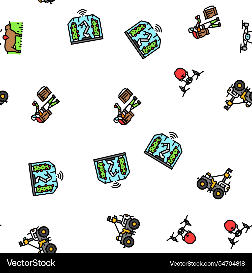 Robot harvests automation seamless pattern Robot harvests automation seamless pattern vector image