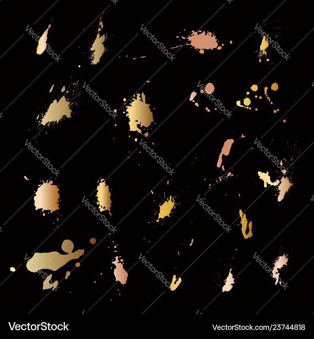 Set of golden style brush strokes design element Set of golden style brush strokes design element vector image