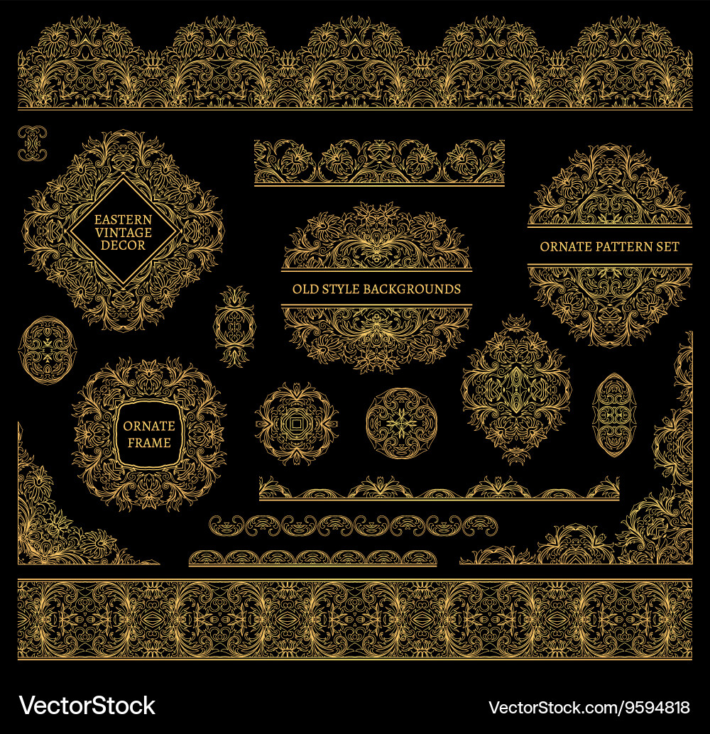 Set of line art frames and borders for design vector image