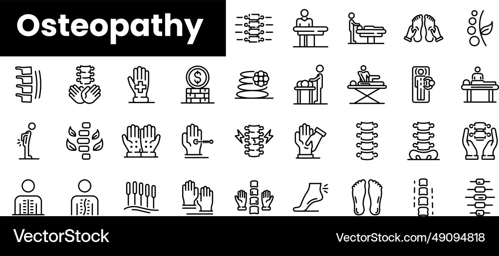 Set of outline osteopathy icons vector image