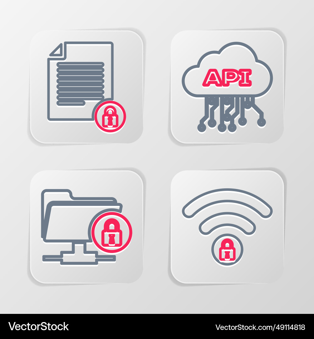 Set Zeile wifi gesperrt ftp Ordner und Cloud api Set Zeile wifi gesperrt ftp Ordner und Cloud api vektorbild