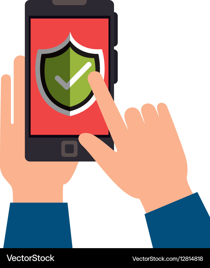 Smartphone device with security shield isolated Vector Image