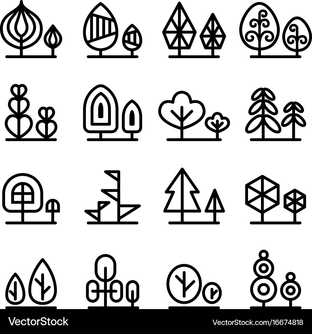 Tree Icon Set - Minimalist Vector Image