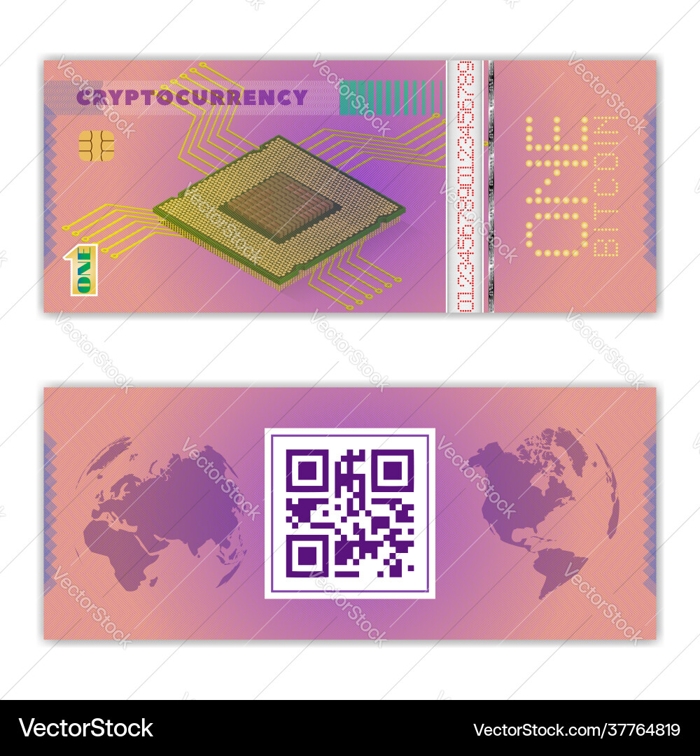 A sample bitcoin banknote with qr code A sample bitcoin banknote with qr code vector image