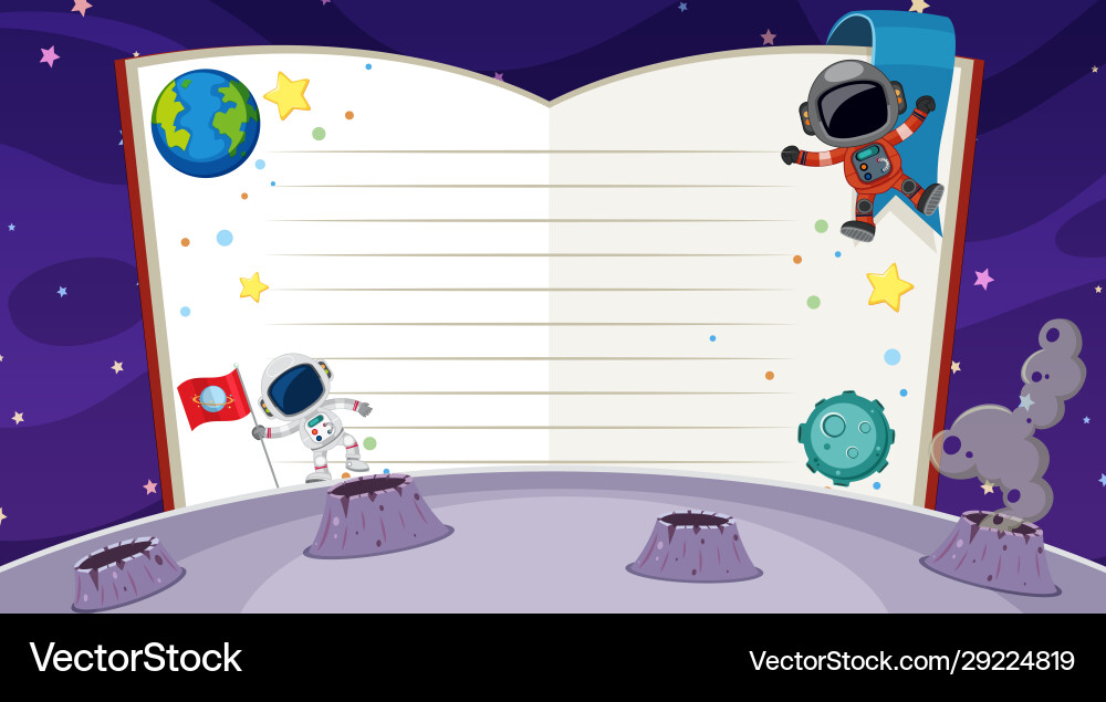 Border template with space theme in background Border template with space theme in background vector image