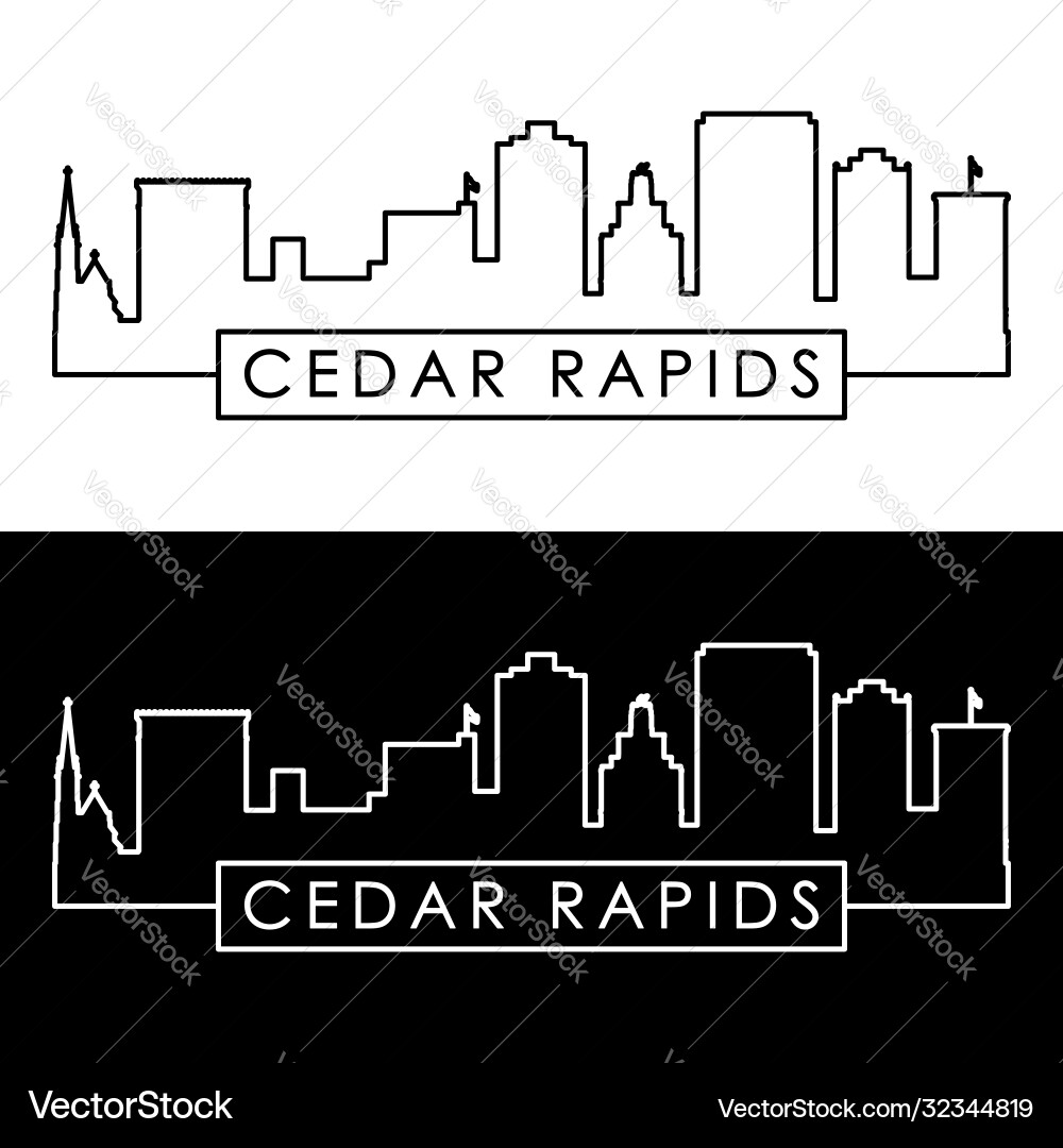 Cedar rapids skyline linear style editable file Cedar rapids skyline linear style editable file vector image