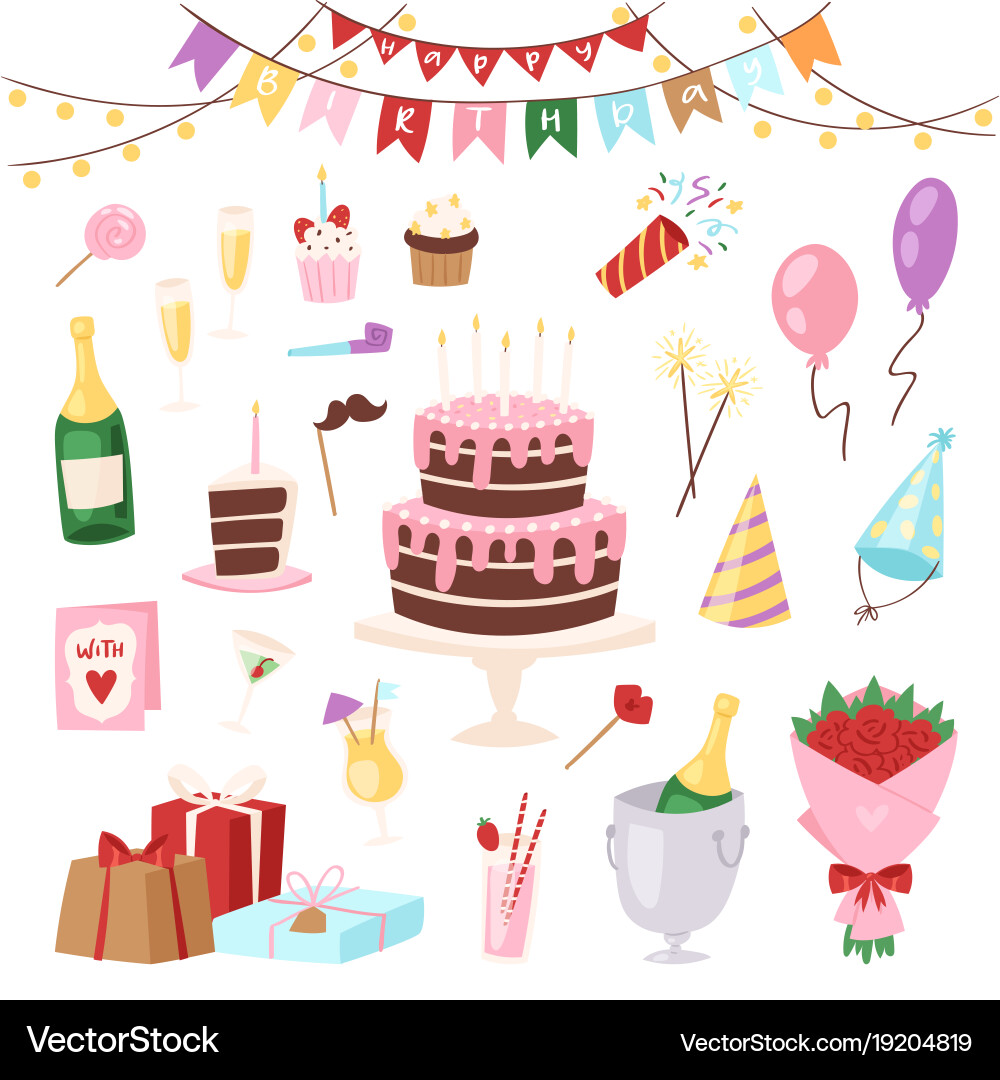 Colorful Birthday Party Scene Vector Image