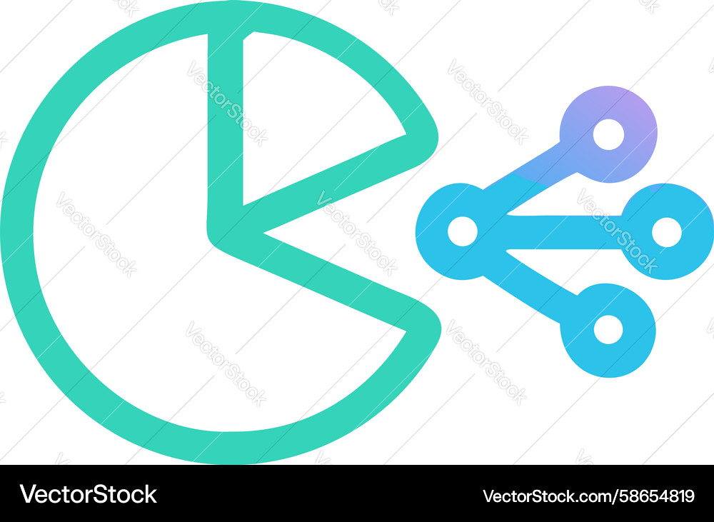 Data sharing icon pie chart with interconnected Vector Image