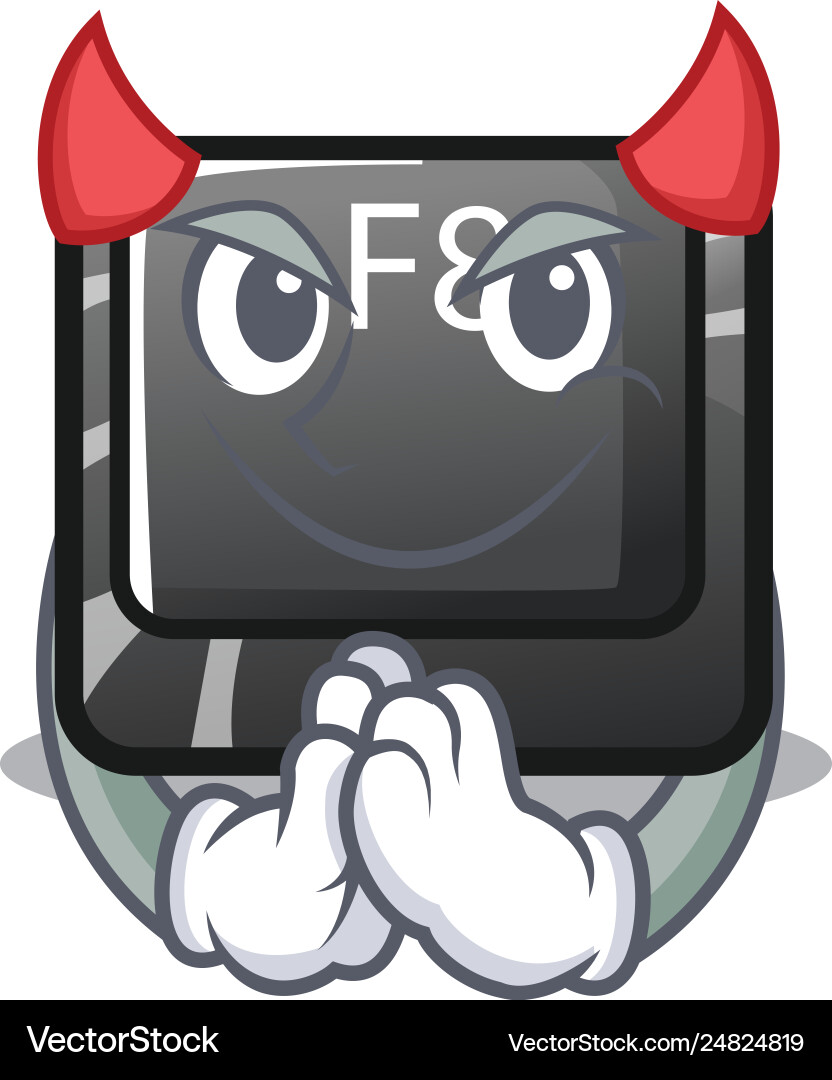 Devil f8 button installed on computer mascot vector image