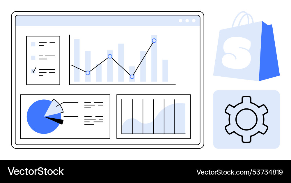 Digital analytics dashboard with various charts Digital analytics dashboard with various charts vector image