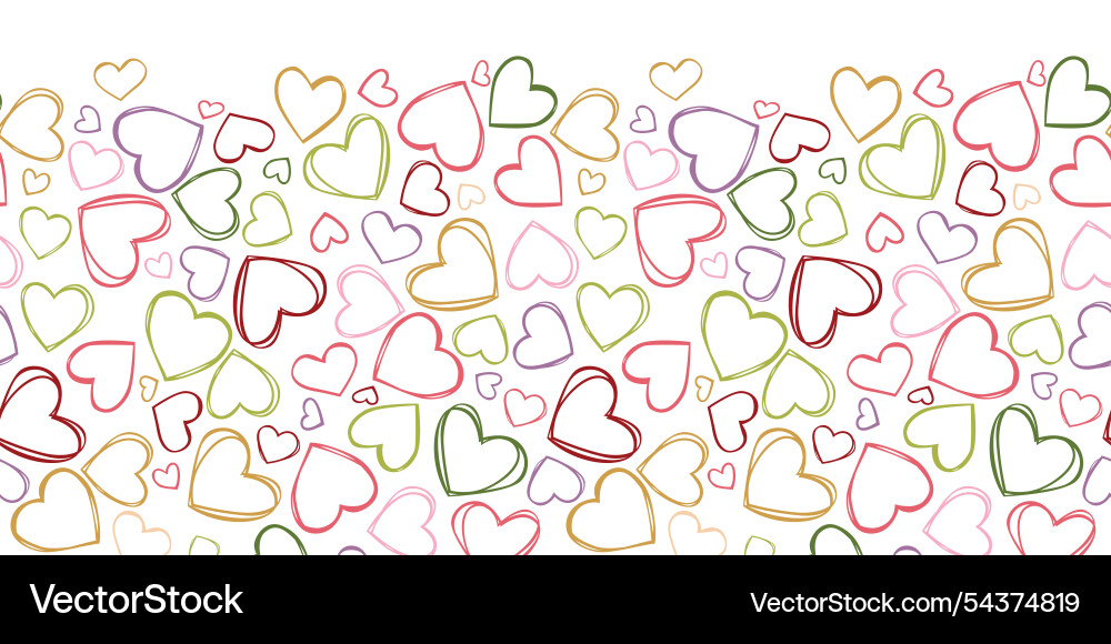 Heart outlines horizontal border pattern Heart outlines horizontal border pattern vector image