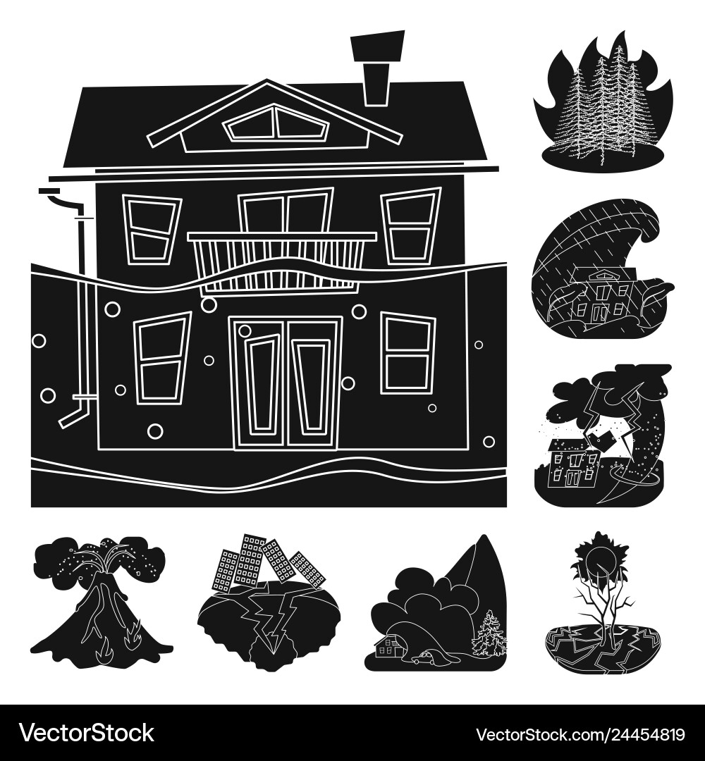 Isolated object of calamity and crash symbol set Isolated object of calamity and crash symbol set vector image