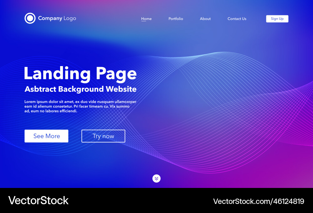 Landing page abstract wave background website Landing page abstract wave background website vector image